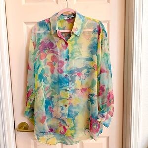 Sheer Floral Theo button up